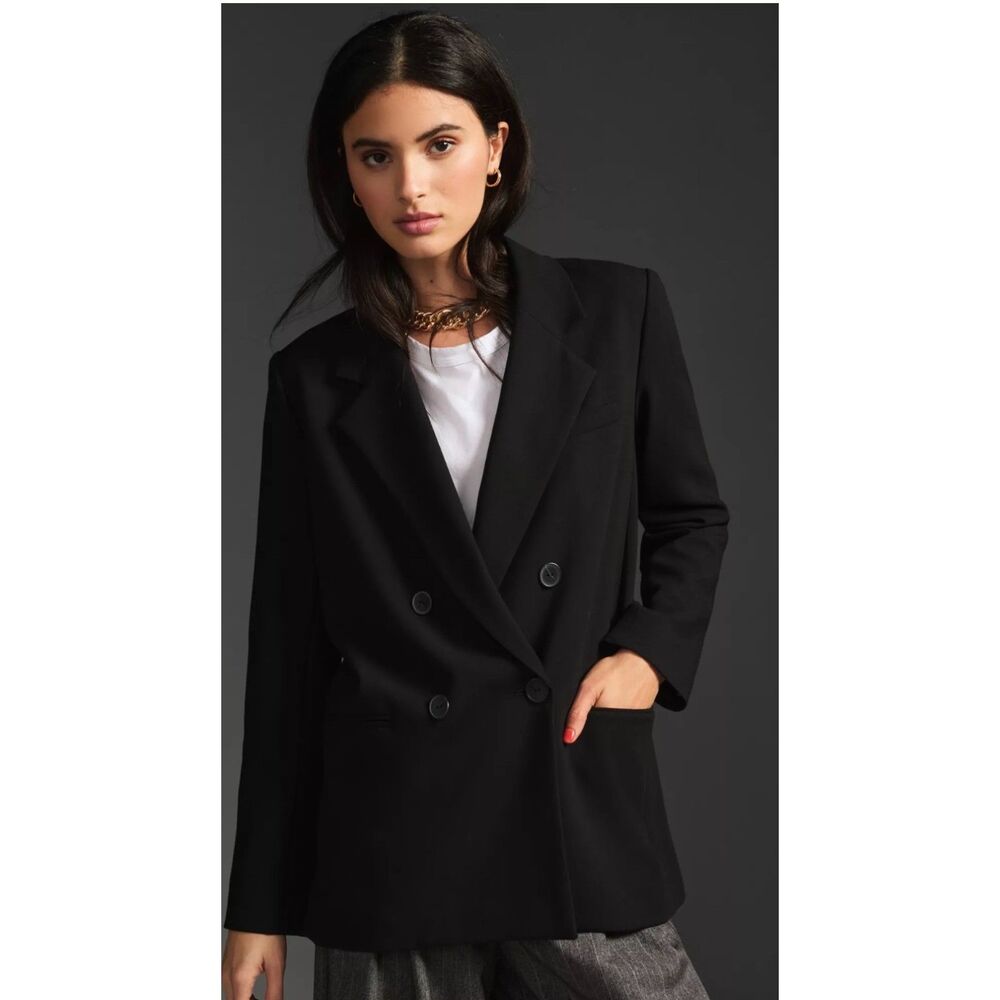 Maeve by Anthropologie Black Double Breasted Blazer Jacket | Size 2 - Picture 8 of 9